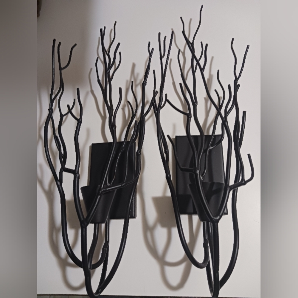 Gaia Wall Sconce Candle Holder PartyLite Metal Black